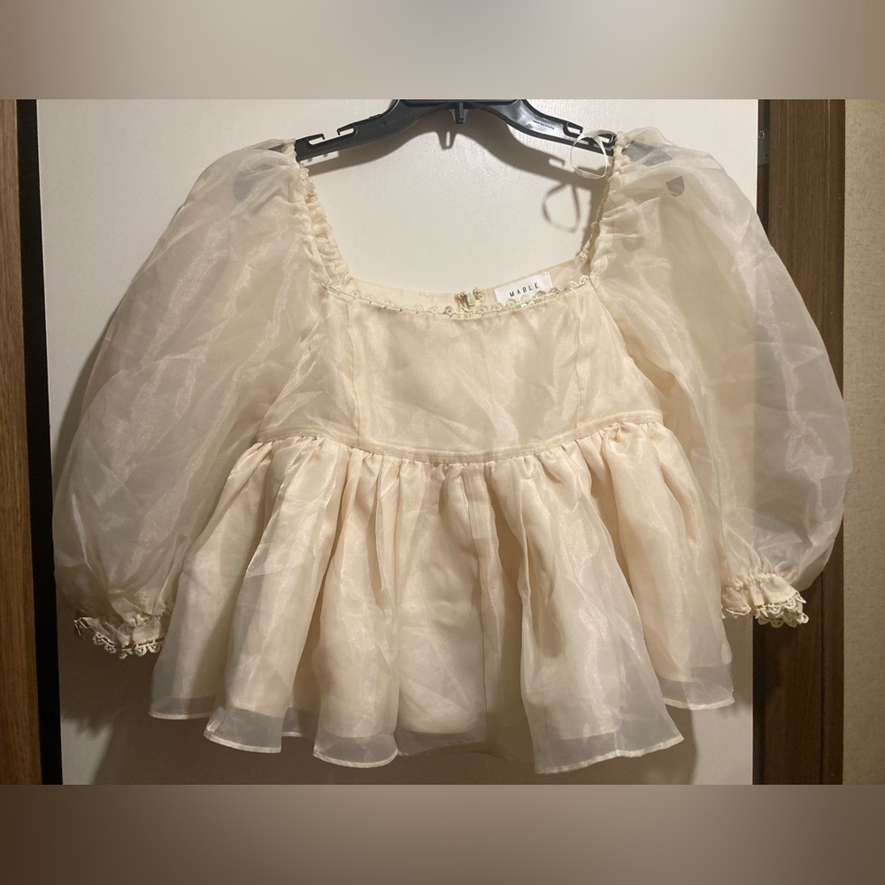 Mabel  Cream Sheer Babydoll Women's Top